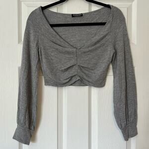 Fashion Nova Front-Seam Cropped Long Sleeve Top - Size UNKNOWN